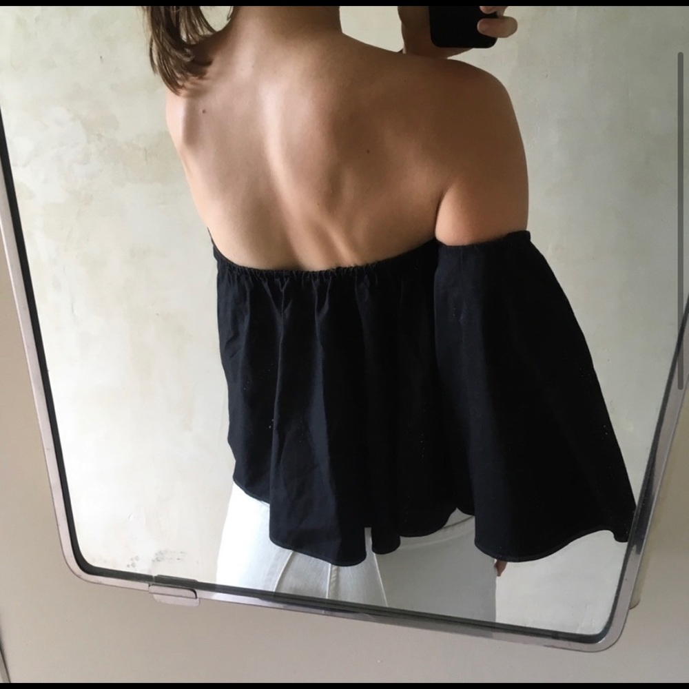 BLK CROPPED FLAMENCO TOP XS